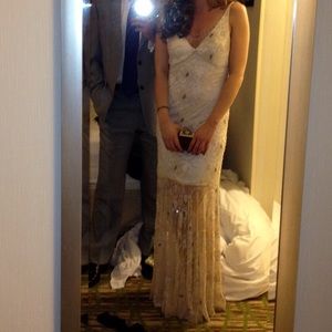 Sue Wong white beaded gown